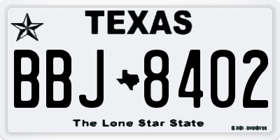 TX license plate BBJ8402