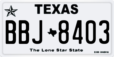 TX license plate BBJ8403