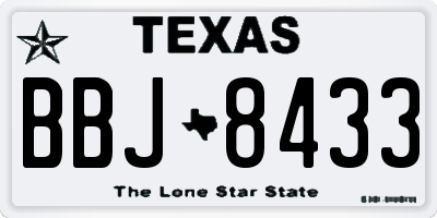 TX license plate BBJ8433