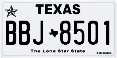 TX license plate BBJ8501