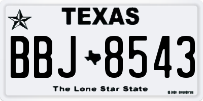 TX license plate BBJ8543
