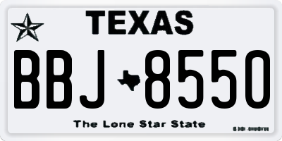 TX license plate BBJ8550