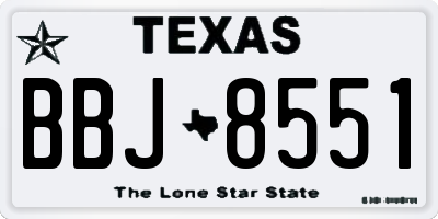 TX license plate BBJ8551