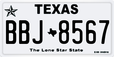 TX license plate BBJ8567