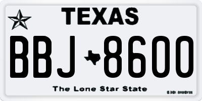 TX license plate BBJ8600