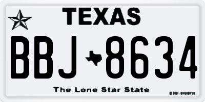 TX license plate BBJ8634