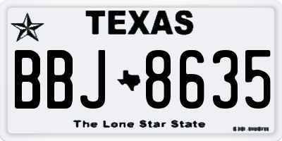 TX license plate BBJ8635