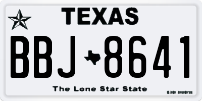 TX license plate BBJ8641