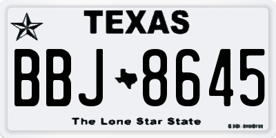 TX license plate BBJ8645