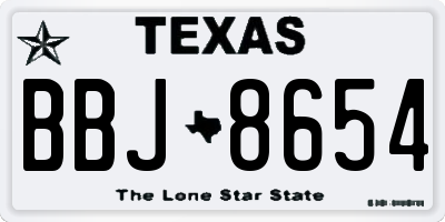 TX license plate BBJ8654