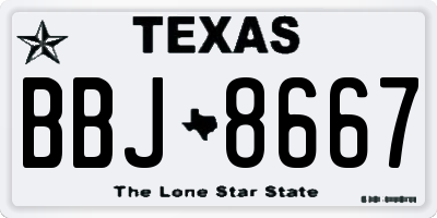 TX license plate BBJ8667