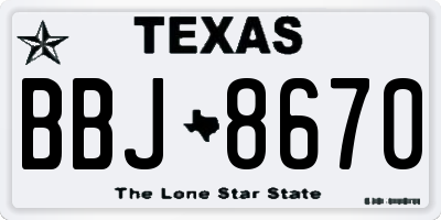 TX license plate BBJ8670