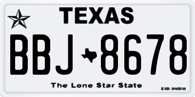 TX license plate BBJ8678