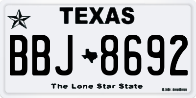 TX license plate BBJ8692