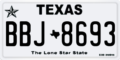 TX license plate BBJ8693