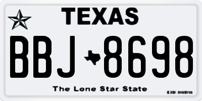 TX license plate BBJ8698