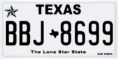 TX license plate BBJ8699