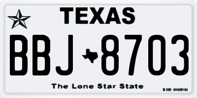 TX license plate BBJ8703