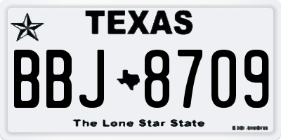 TX license plate BBJ8709
