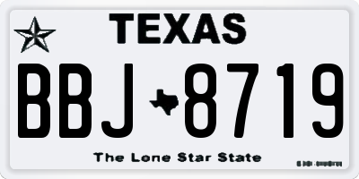 TX license plate BBJ8719
