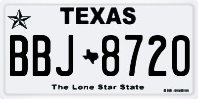 TX license plate BBJ8720