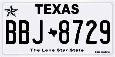 TX license plate BBJ8729