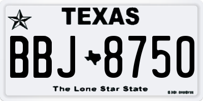 TX license plate BBJ8750