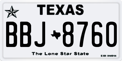 TX license plate BBJ8760