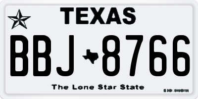 TX license plate BBJ8766