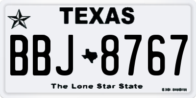 TX license plate BBJ8767