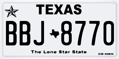 TX license plate BBJ8770