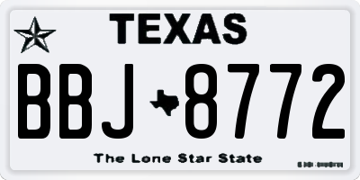 TX license plate BBJ8772