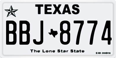 TX license plate BBJ8774