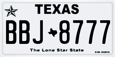 TX license plate BBJ8777