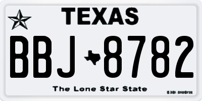 TX license plate BBJ8782
