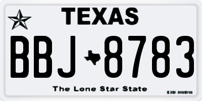 TX license plate BBJ8783