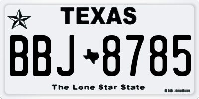 TX license plate BBJ8785