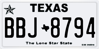 TX license plate BBJ8794