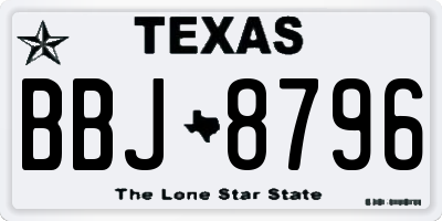 TX license plate BBJ8796