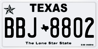 TX license plate BBJ8802