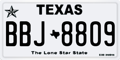 TX license plate BBJ8809