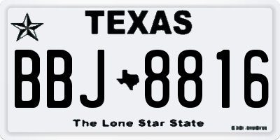 TX license plate BBJ8816