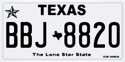 TX license plate BBJ8820