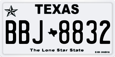 TX license plate BBJ8832