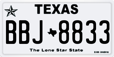 TX license plate BBJ8833