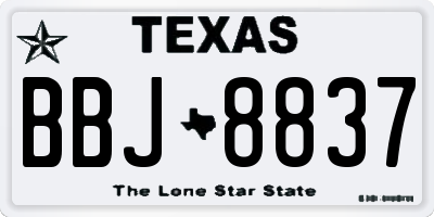 TX license plate BBJ8837