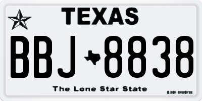 TX license plate BBJ8838