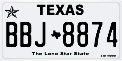 TX license plate BBJ8874