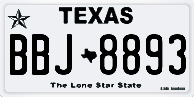 TX license plate BBJ8893