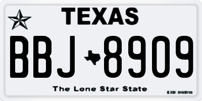 TX license plate BBJ8909